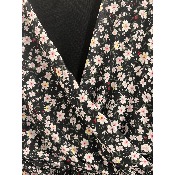 Robe longue bohème imprimé noir fleurie taille 36