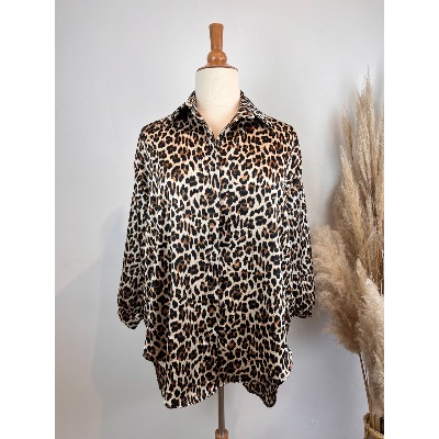 Chemise longue liquette léopard grande taille