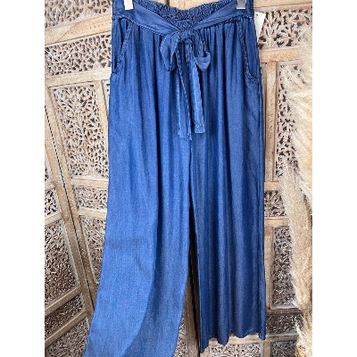 Haloumoning Pantalon Large Palazzo Fille - Taille Haute élastique Style Paperbag Bootcut - 92% Polyester 8% élasthanne