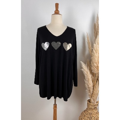 Pull Femme Maille Fine Avec Motif Arobase En Sequins - Taille M (34-40) - Occasion Très Bon État
