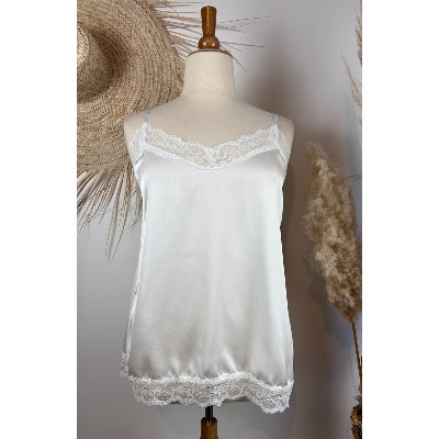 Haut à Bretelles En Dentelle New Look - Taille 8 - Blanc - Occasion Très Bon État