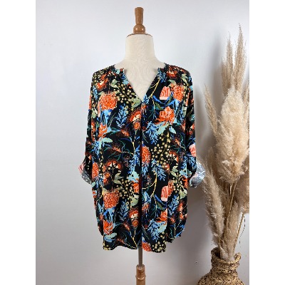 Tunic Corail Viscose - Col V Manches 3/4 - Taille 46/48 - Neuf Sans étiquette - Coupe Classique