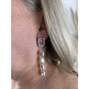 Boucles d'oreilles bohme pendantes perles et acier