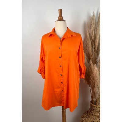Chemise Femme Oversize En Coton - Manches Longues Ou Courtes - Col En V - Couleur Unie - Style Décontracté élégant - Grande Taille