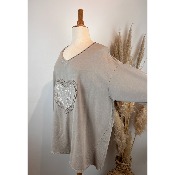 Sweat léger cœur sequins grande taille