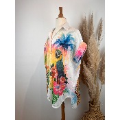Chemise coton légère perroquet léopard  grande taille
