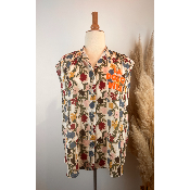 Chemise sans manches imprimé fleuri grande taille