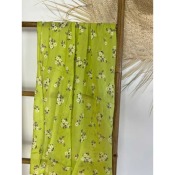 Foulard fin liberty coton & soie - vert anis