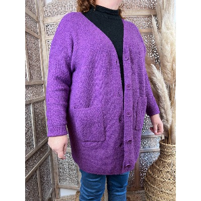 Gilet laine violet bohème