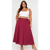 Jupe longue unie fluide avec ceinture grande taille