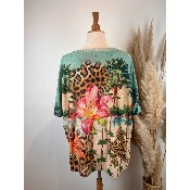 Pull fin lurex manches courtes étoile léopard grande taille