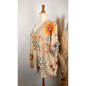 Pull lurex manches courtes soleils cœur grande taille