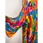 Robe imprimée multicolore orangée rose