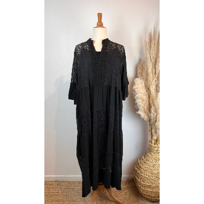 Robe longue bohème dentelle crochet grande taille