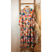 Robe longue imprim�e n�nuphars tie & dye