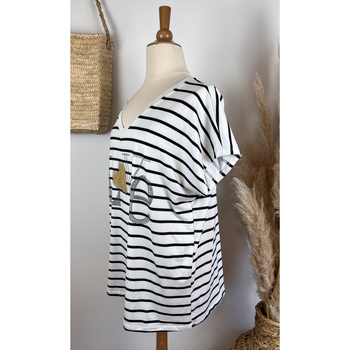 TShirt Marinière Love Grande Taille Femme