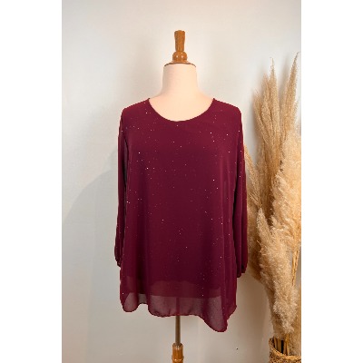 Tunique en voile doublée pailleté grande taille