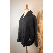 Veste capuche coton imprimé floral matelassé grande taille