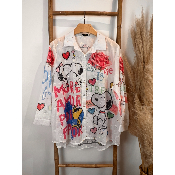 Chemise coton Snoopy brodé grande taille
