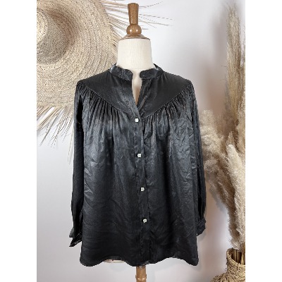 Chemisier Femme H&M Gris – Taille US 6 (équivalent XS) – Manches 3/4 – Occasion Très Bon état
