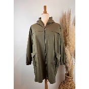 Imperméable à capuche mi-long grande taille