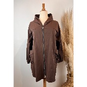 Imperméable à capuche mi-long grande taille