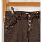 Pantalon jean marron froissé boutons Karostar 