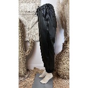 Pantalon en simili cuir noir grande taille 