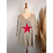 Pull �toile rose paillet� l�opard grande taille