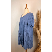 Robe plissée manches courtes grande taille