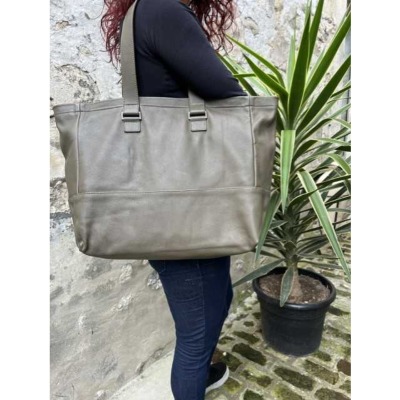 Sac cuir grand cabas zippé