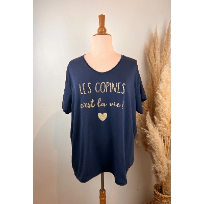 T-shirt coton "copines c'est la vie" grande taille