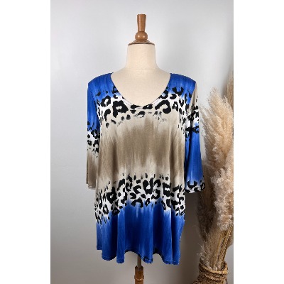 Blouse Femme Imprimé Léopard - Col V, Manches Longues Lanternes - Tunique Décontractée En Polyester - Style Vintage - 7