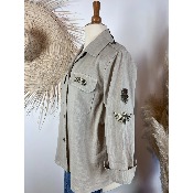 Veste army à patchs Peace & Love Grande Taille