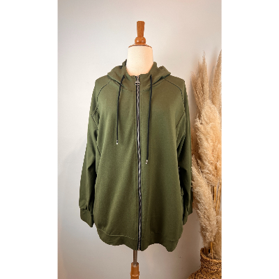 Veste sweat coton unie capuche grande taille