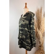 Veste capuche en sweat léger camouflage grande taille