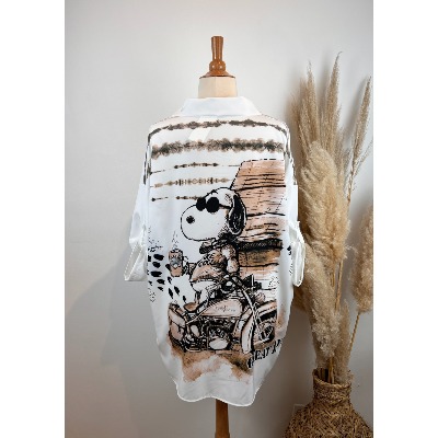 Chemise imprimée Snoopy motard grande taille