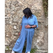 Combinaison en tencel bleu grande taille
