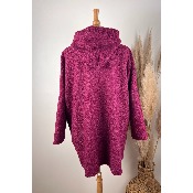Manteau à capuche laine bouclette grande taille