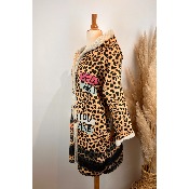 Manteau veste sherpa léopard  "Marilyn" grande taille