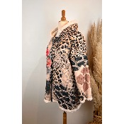 Manteau veste sherpa léopard tête de mort calavera grande taille