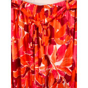 Palazzo pantalon fluide imprimé orange / framboise grande taille