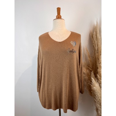Pull coeur bohème grande taille