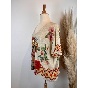 Pull fin lurex manches courtes Frida Kahlo grande taille