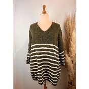 Pull mailles marinière grande taille