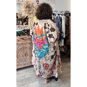 Robe bohème kimono tête de mort cactus grande taille