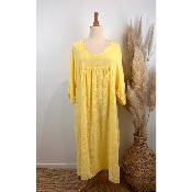 Robe longue en gaze de coton unie grande taille