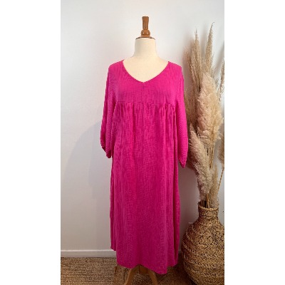 Robe longue en gaze de coton unie grande taille