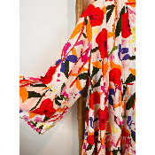 Robe longue imprimée coquelicots