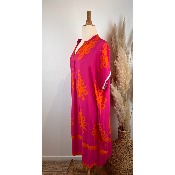 Robe viscose imprimée grande taille fushia / orange